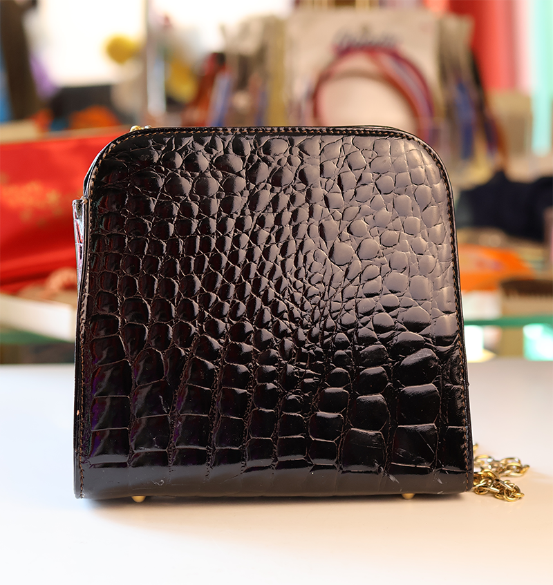 Small Vintage Faux Croc Leather Handbag