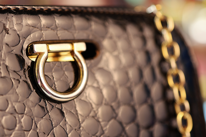 Small Vintage Faux Croc Leather Handbag