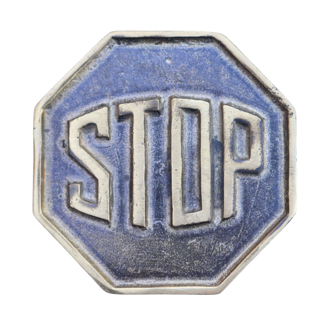 vintage brass stop sign belt buckle