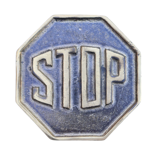 vintage brass stop sign belt buckle