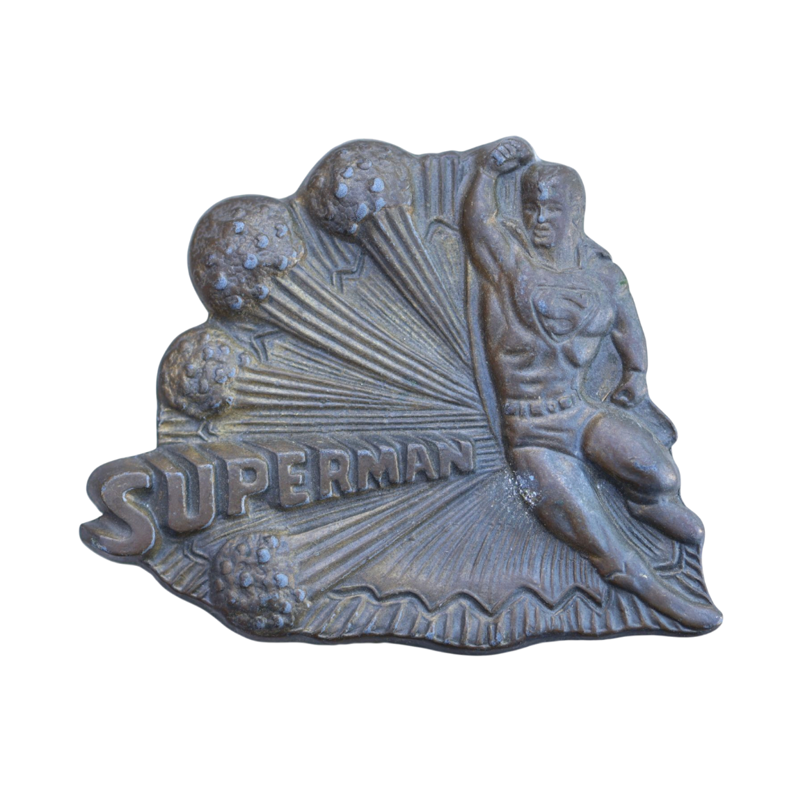 vintage brass superman belt buckle
