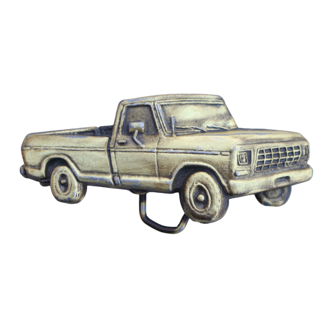 Bronze-colored vintage truck belt buckle