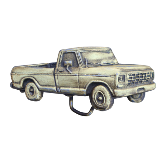 Bronze-colored vintage truck belt buckle