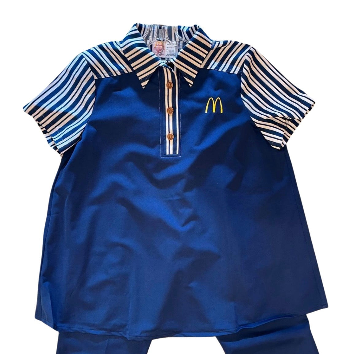 Vintage McDonald’s rust-color uniform shirt with logo, deadstock new old stock, maternity-friendly