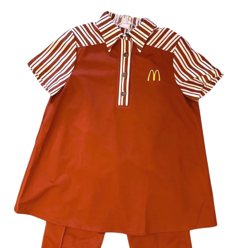 Vintage McDonald’s rust-color uniform shirt with logo, deadstock new old stock, maternity-friendly