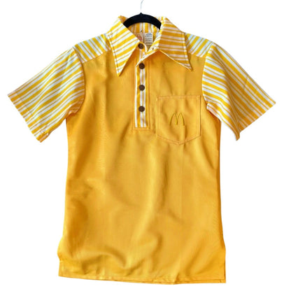 Vintage 1976 McDonald’s yellow uniform shirt with logo, deadstock new old stock