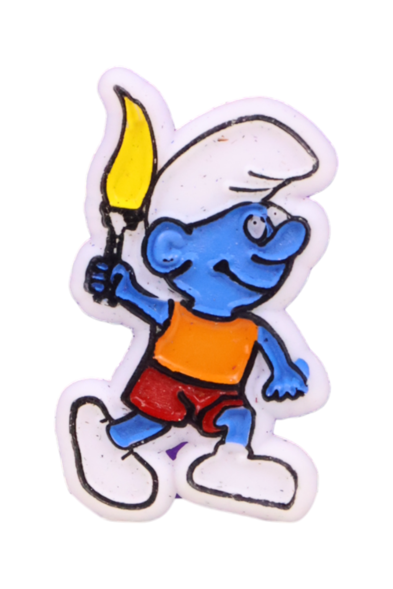 Vintage Peyo Smurf embossed and painted plastic pin brooch bootleg