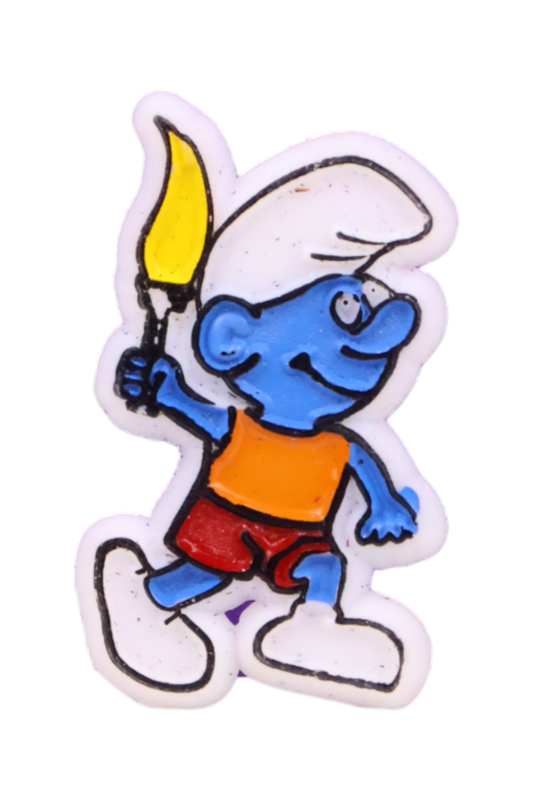Vintage Peyo Smurf embossed and painted plastic pin brooch bootleg