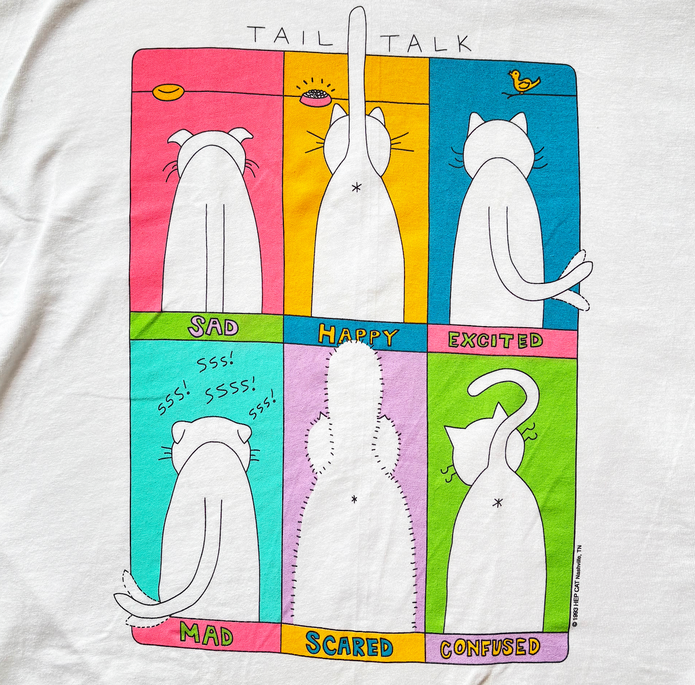 Hep Cat Vintage Tee featuring cat tail communication guide